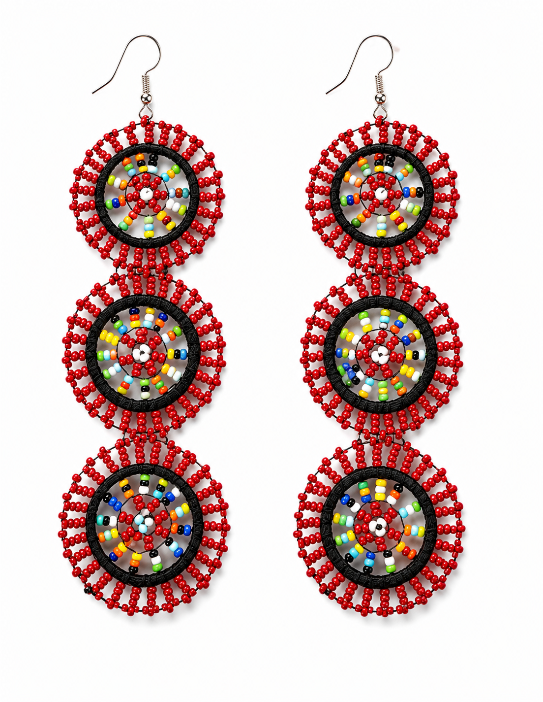 Triple Circle Beaded Earrings